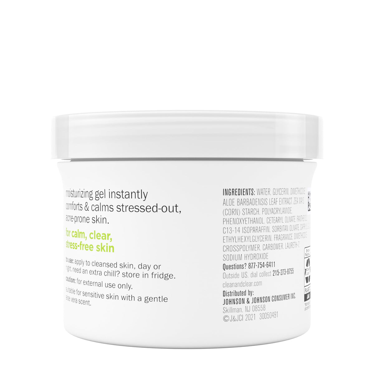 Sensitive-skin friendly gel from Clean & Clear Aloe Vera line for daily use.