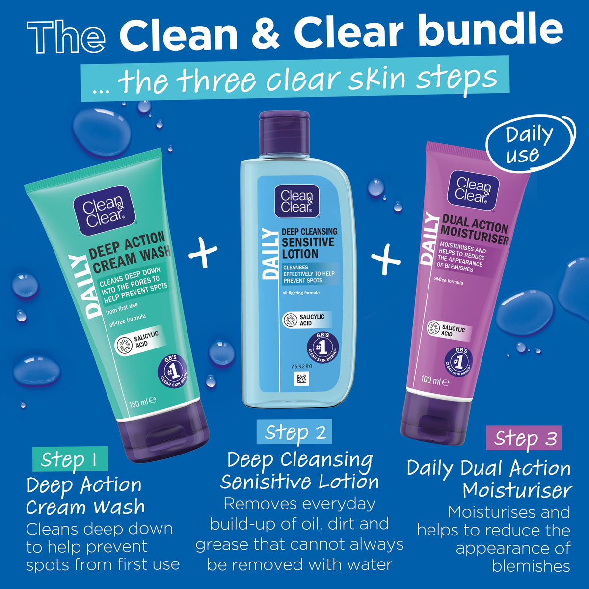 Application scene showing gentle cleansing with Clean & Clear Deep Cleansing Lotion Sensitive for sensitive skin