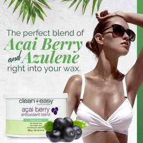 Clean + Easy Acai Berry Hard Wax application spread for easy use.