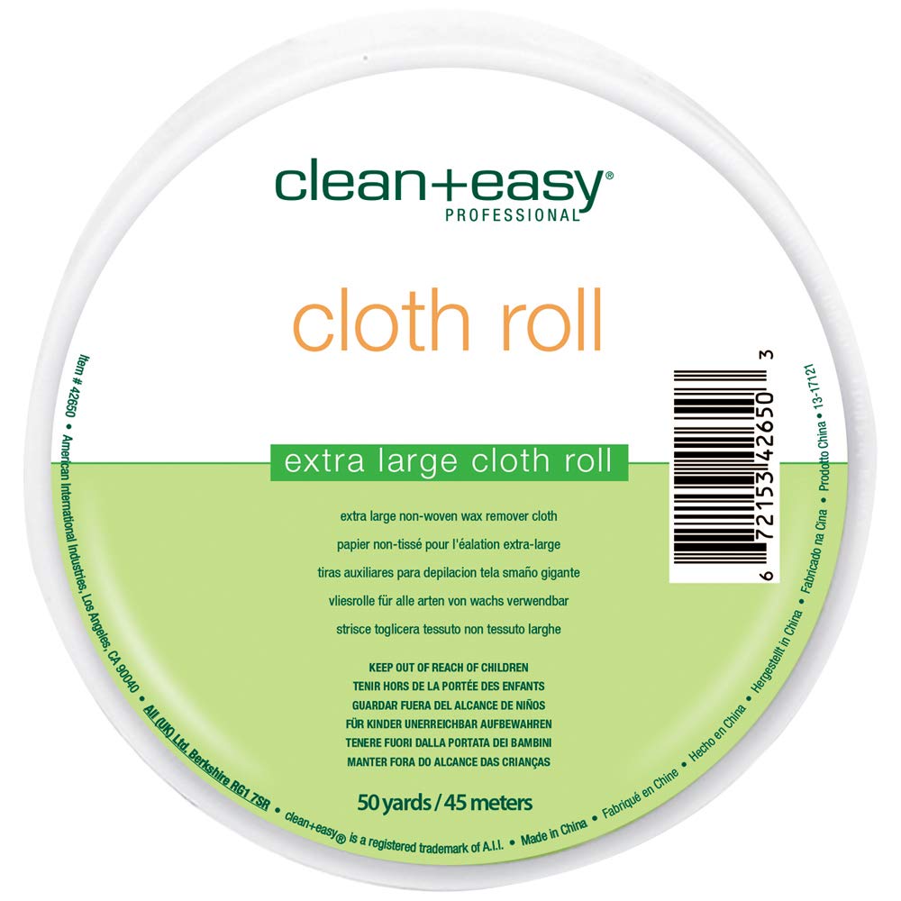 Clean + Easy extra-large cloth roll cut for flexible home waxing.