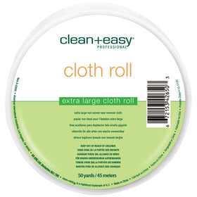 Clean + Easy extra-large cloth roll cut for flexible home waxing.