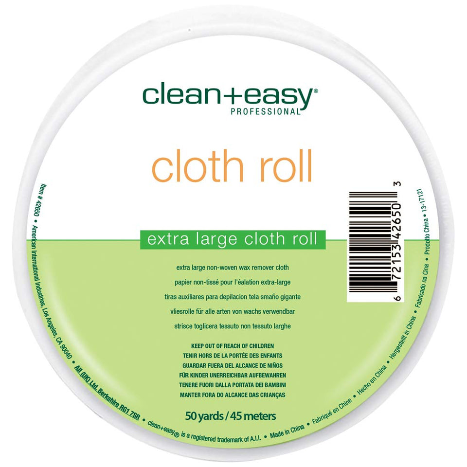 Clean + Easy extra-large cloth roll cut for flexible home waxing.