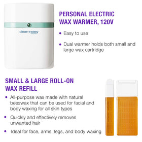 Clean + Easy large roller head for smooth, even wax application