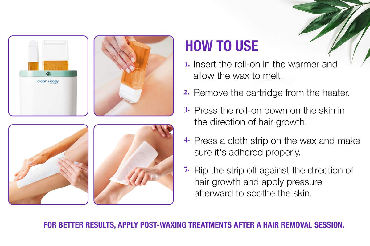 Clean + Easy non-woven strips included for mess-free waxing