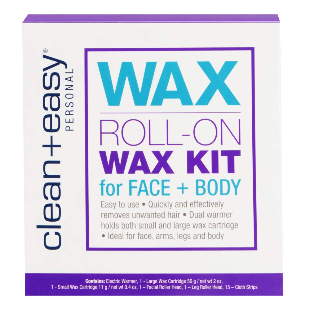 Clean + Easy roll-on wax kit with dual warmers for precise at-home waxing