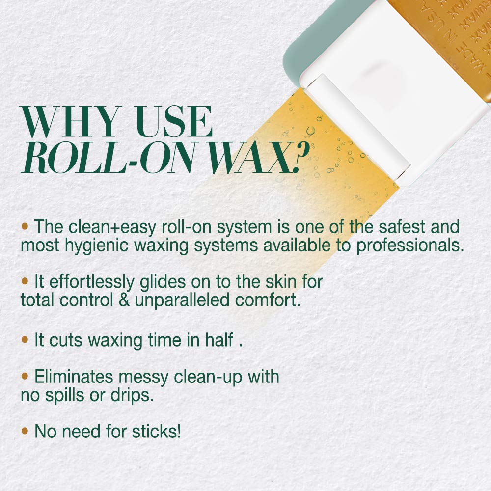 Clean + Easy packaging for wax roller heads, easy to refill.