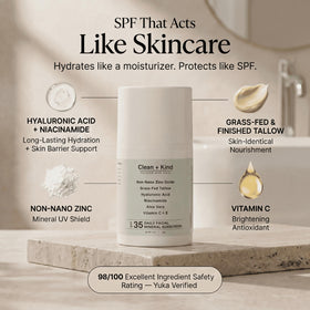 Clean Kind Daily Face Sunscreen SPF 35 texture application showing quick absorption