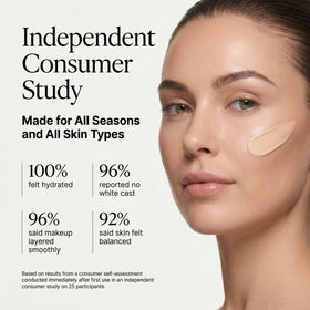 Clean + Kind ingredients with hyaluronic acid for deep hydration and moisture retention.