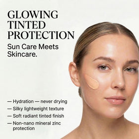 Clean + Kind swirl texture on skin with lightweight, non-greasy finish and no white cast.