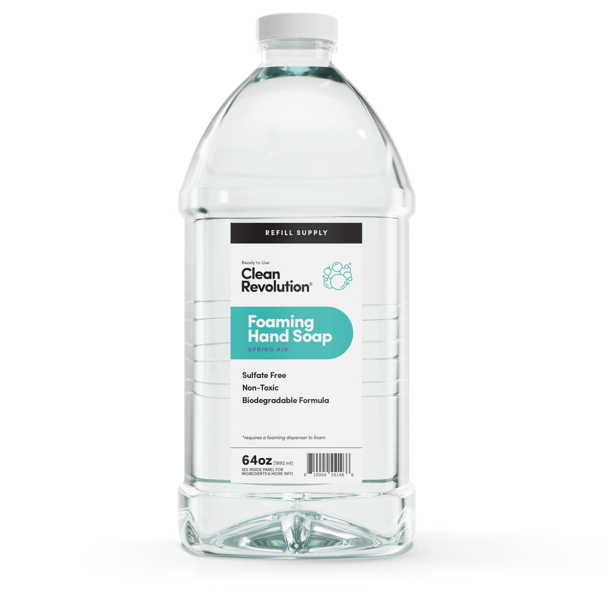 Clean Revolution foaming hand soap refill container ready-to-use for easier refills and less plastic waste.