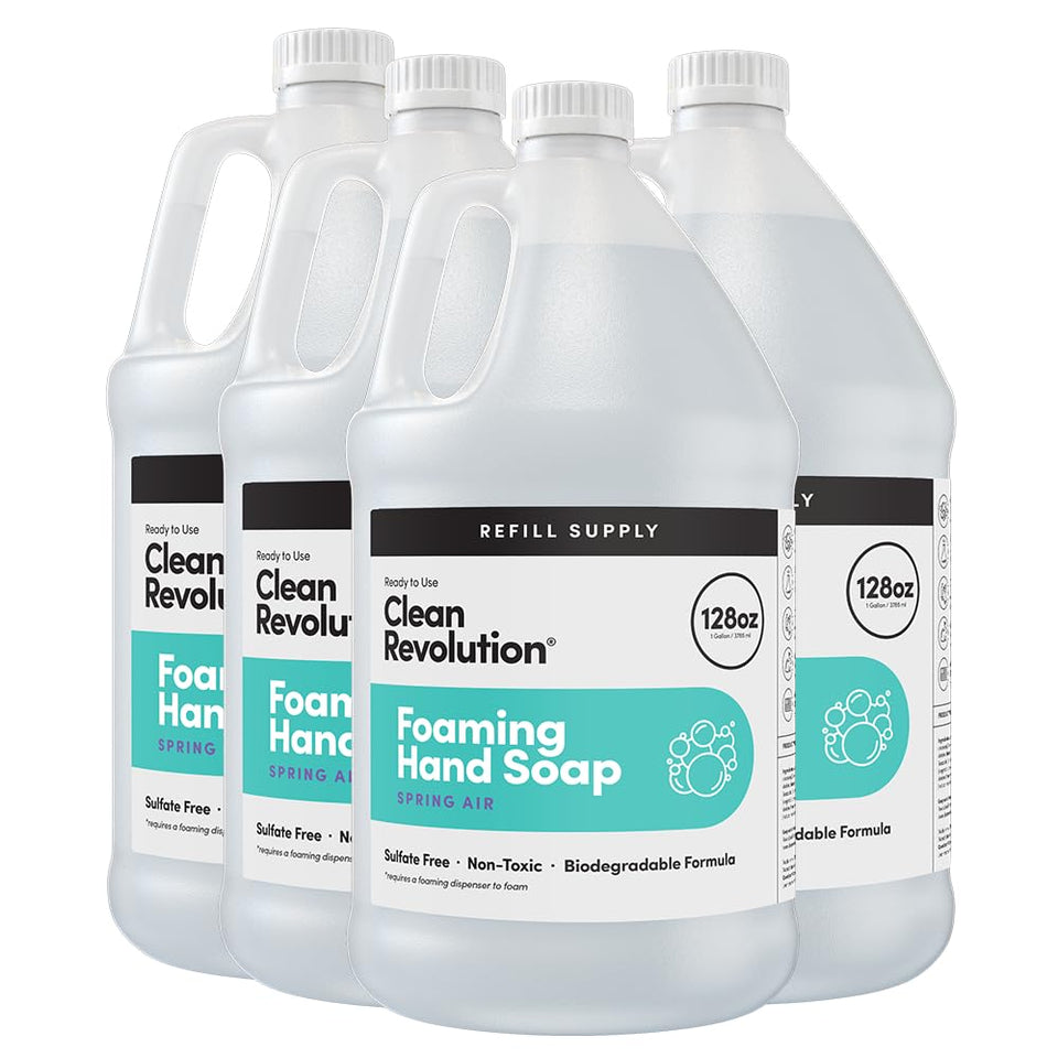 Clean Revolution foaming hand soap refill bottle with ready-to-use formula for refills