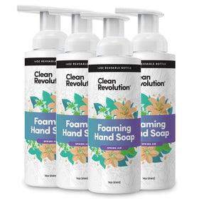 Clean Revolution Foaming Hand Soap Spring Air in dispenser delivers luxurious foam without drying hands