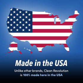 Clean Revolution recyclable packaging image highlighting 64 oz value and sustainability