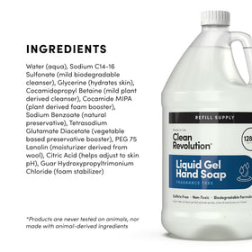 Clean Revolution packaging highlights recyclable materials and cruelty-free credentials.
