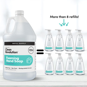 Clean Revolution refill supply 128 oz showing value and reduced plastic waste