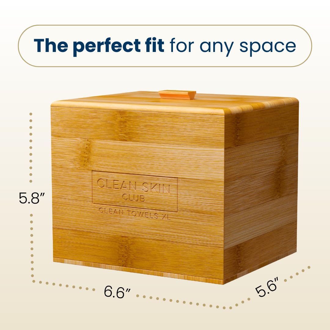 Luxe Bamboo container on vanity highlights space-saving, compact design.