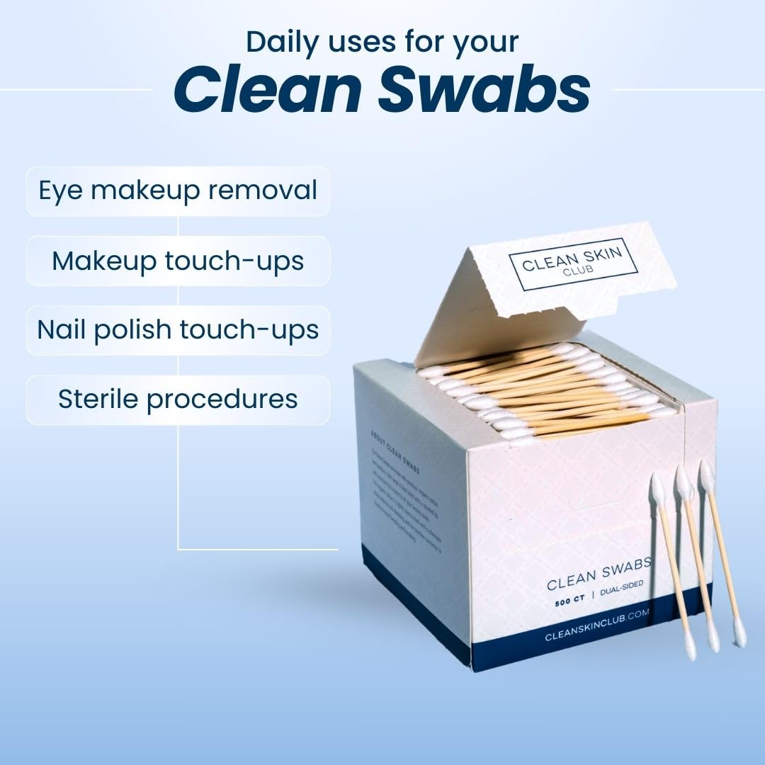 Clean Skin Club Clean Swabs organic cotton and bamboo construction.