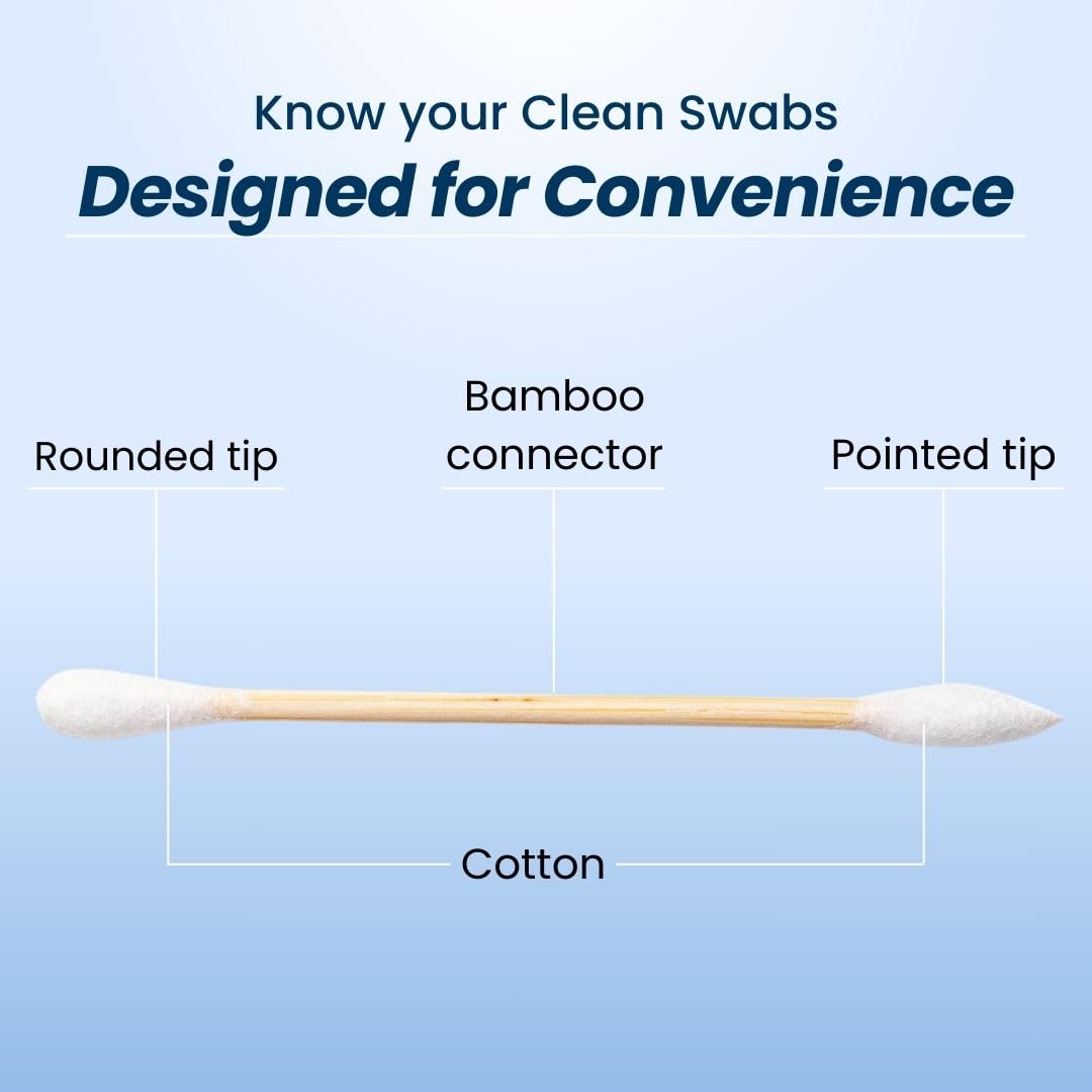 Clean Skin Club Clean Swabs rounded tip for gentle skin applications.