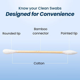 Clean Skin Club Clean Swabs rounded tip for gentle skin applications.