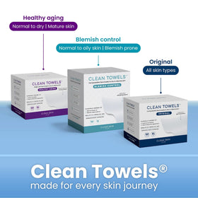 Travel-friendly towel system keeps faces dry on trips or hotel stays.