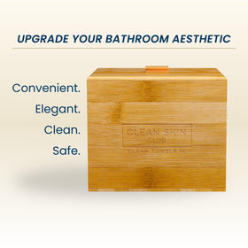 Disposable Face Towel Holder shown beside sink for tidy bathroom organization.