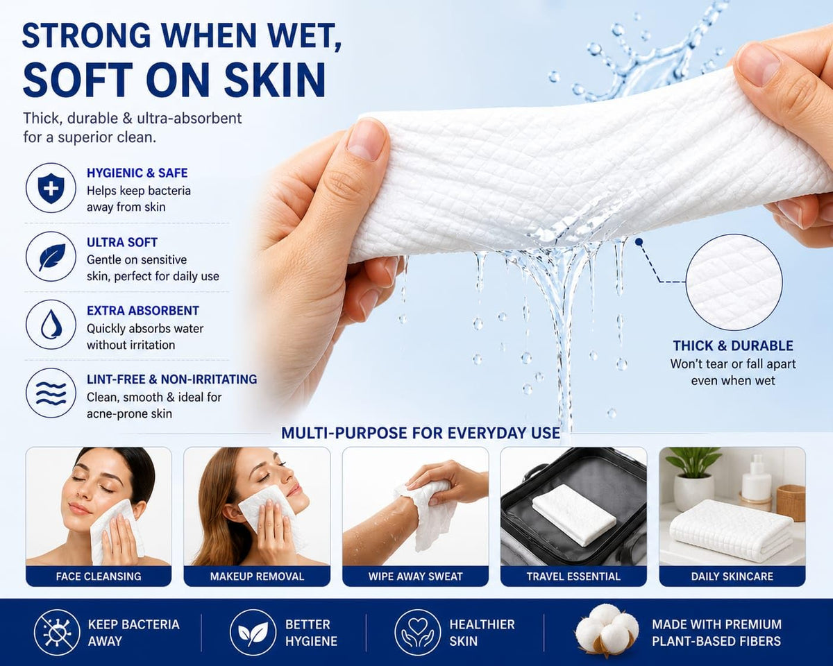 Clean Skin Towel hygienic single-use design for reliable makeup removal and cleansing.