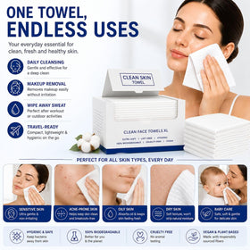 Clean Skin Towel soft, thick lint-free towels leave no fibers behind.
