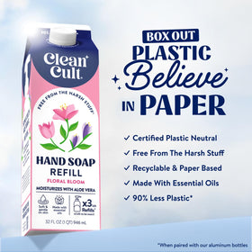 Pouring Cleancult Floral Bloom hand soap bottle with inviting floral scent