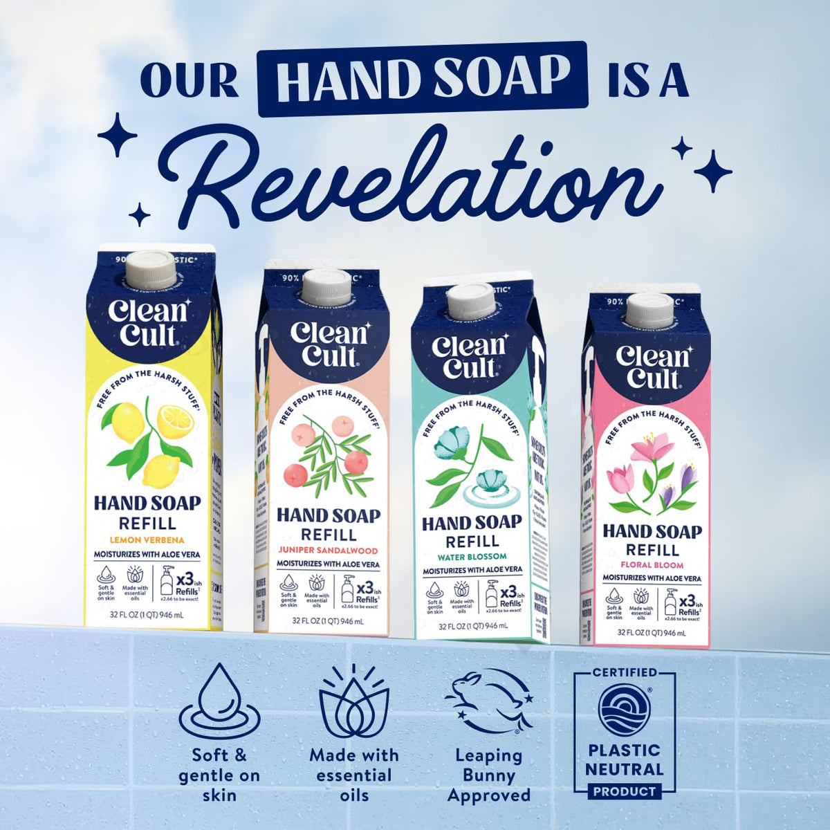 CleanCult Fresh Basil scent bottle visual suggests floral aroma for refreshing hand hygiene.