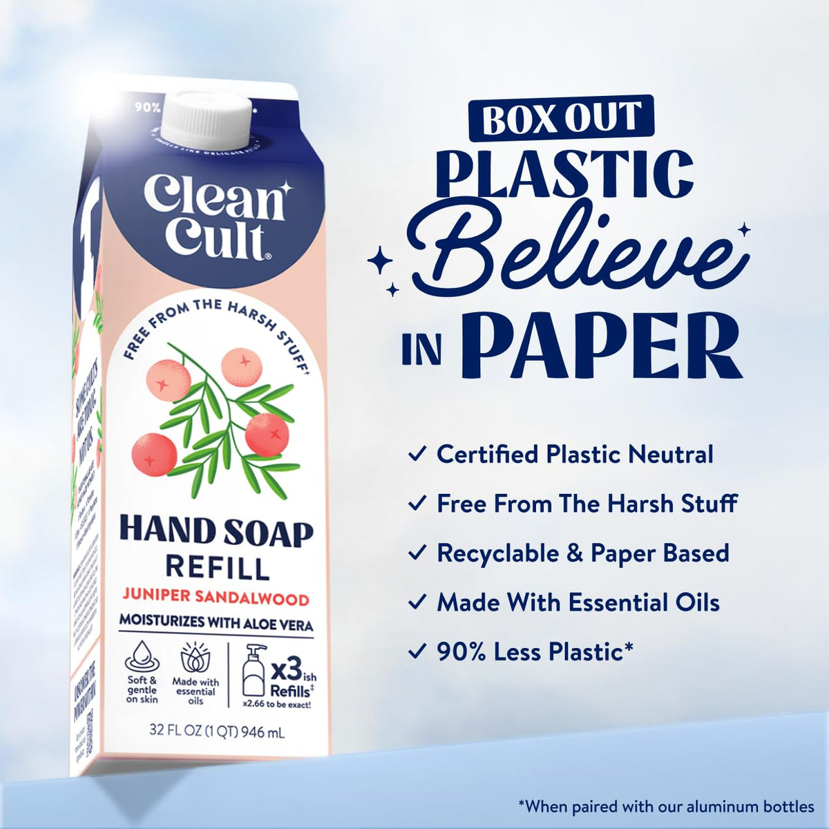 Cleancult hand soap foam dispense closeup highlights smooth moisturizing lather.