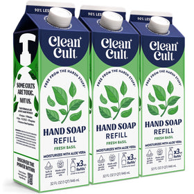 Cleancult Fresh Basil refill packaging showcased for eco friendly use