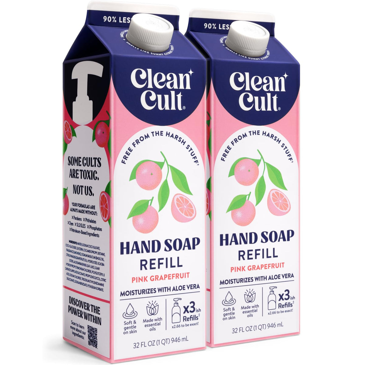 CleanCult liquid hand soap refill in pink grapefruit for moisturized, refreshing hands