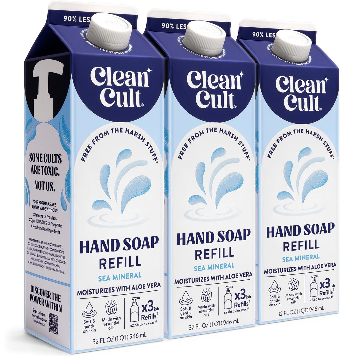 Cleancult sea minerals hand soap refill bottle pour promotes gentle cleansing and eco-friendly use.