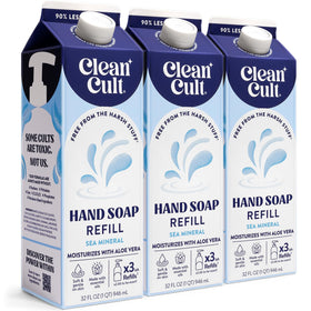 Cleancult sea minerals hand soap refill bottle pour promotes gentle cleansing and eco-friendly use.