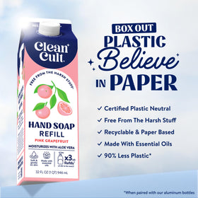 CleanCult paper-based packaging highlighting eco-friendly refill