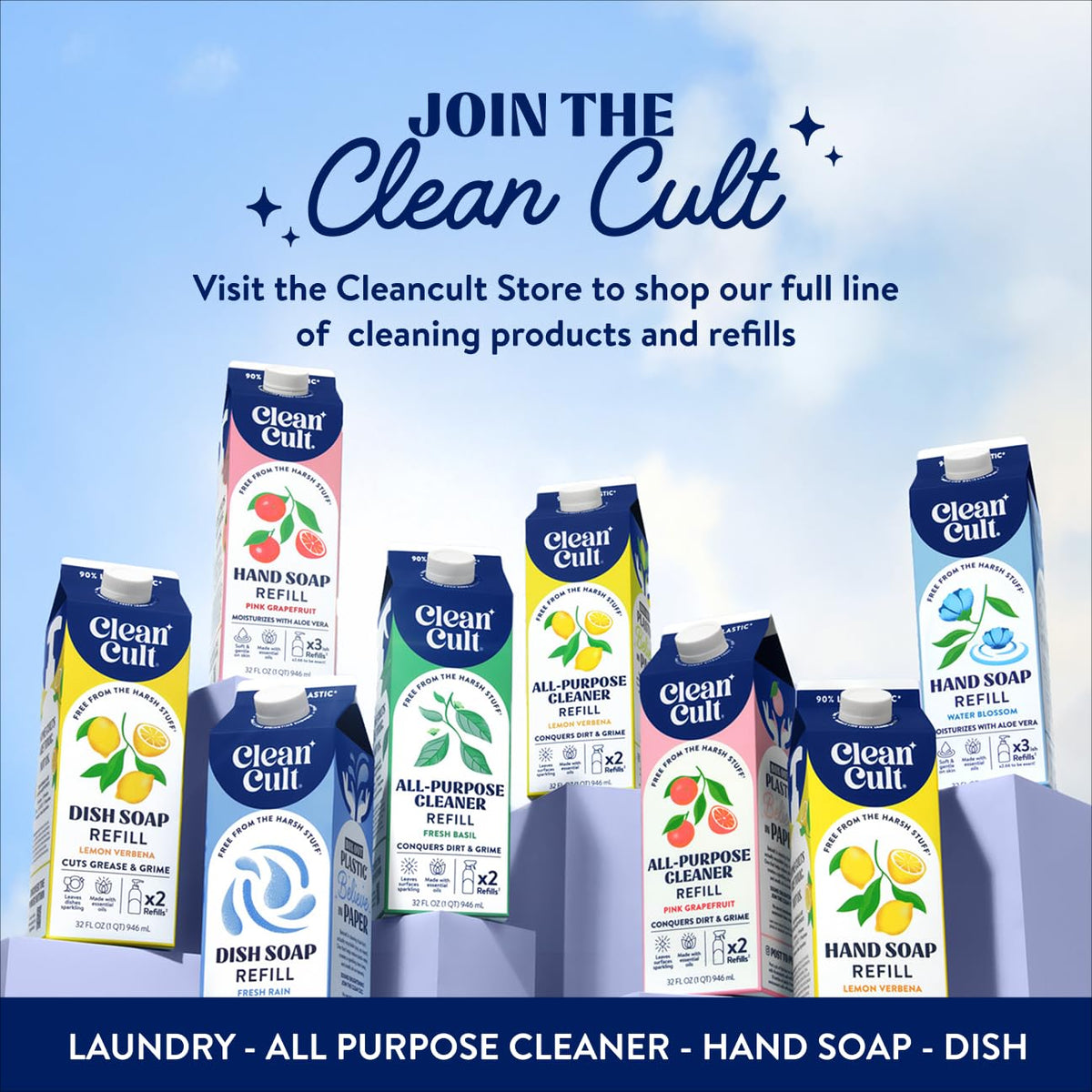 Two-pack Cleancult Floral Bloom display on shelf for value and sustainability