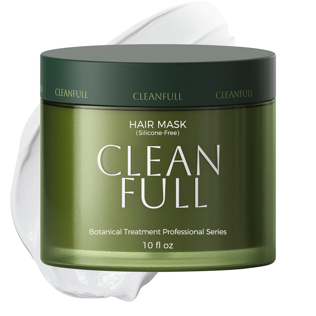 CLEANFULL Botanical Keratin Hair Mask bottle closeup highlighting silicone-free conditioning