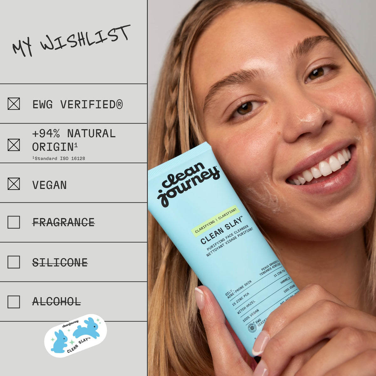 Zinc PCA in Cleanjourney cleanser for purification and balance