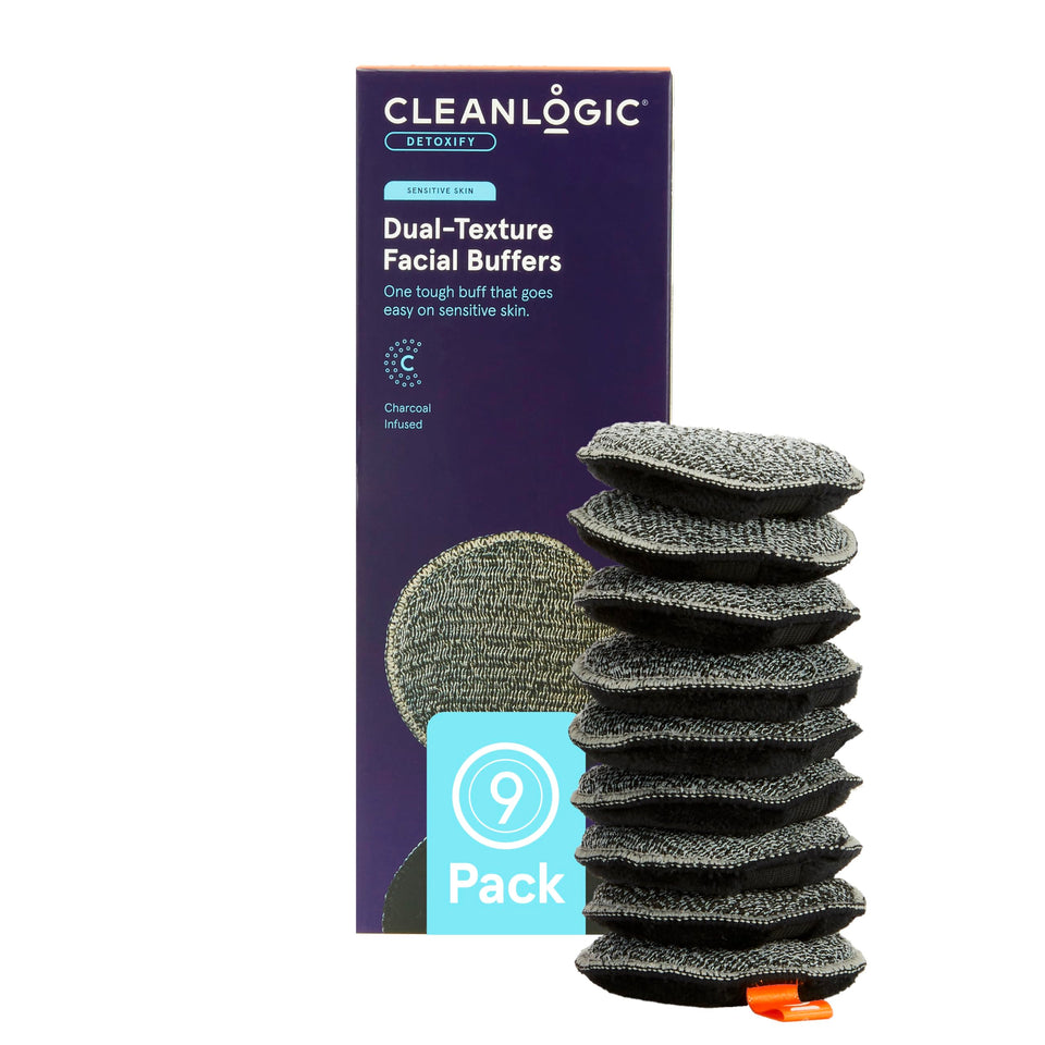 CleanLogic charcoal exfoliating pads microfiber side close-up for makeup removal