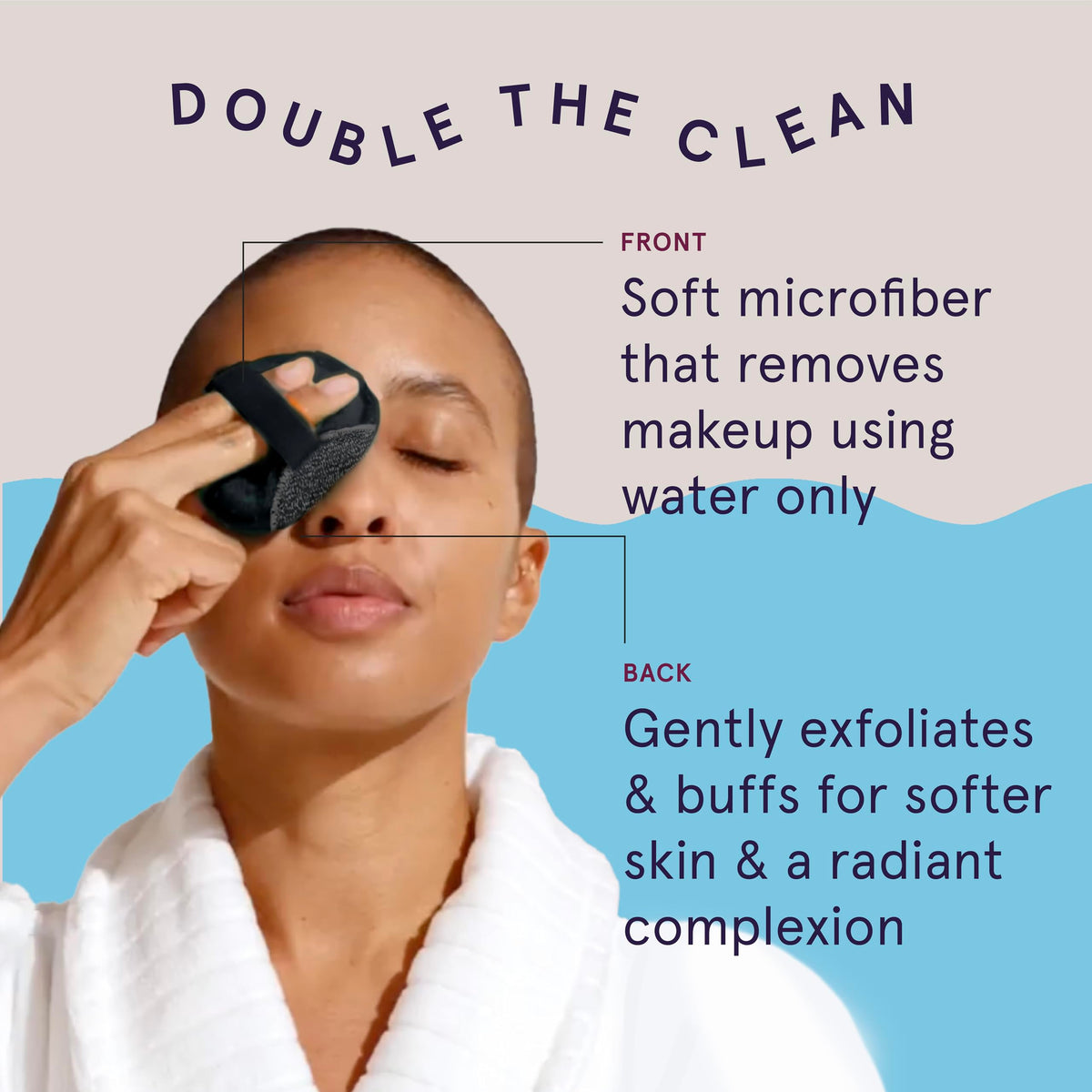 CleanLogic charcoal exfoliating pads packaging detail highlighting reusable design
