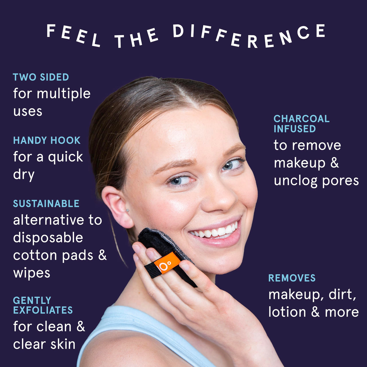 CleanLogic charcoal exfoliating pads textured side close-up for exfoliation