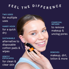 CleanLogic charcoal exfoliating pads textured side close-up for exfoliation