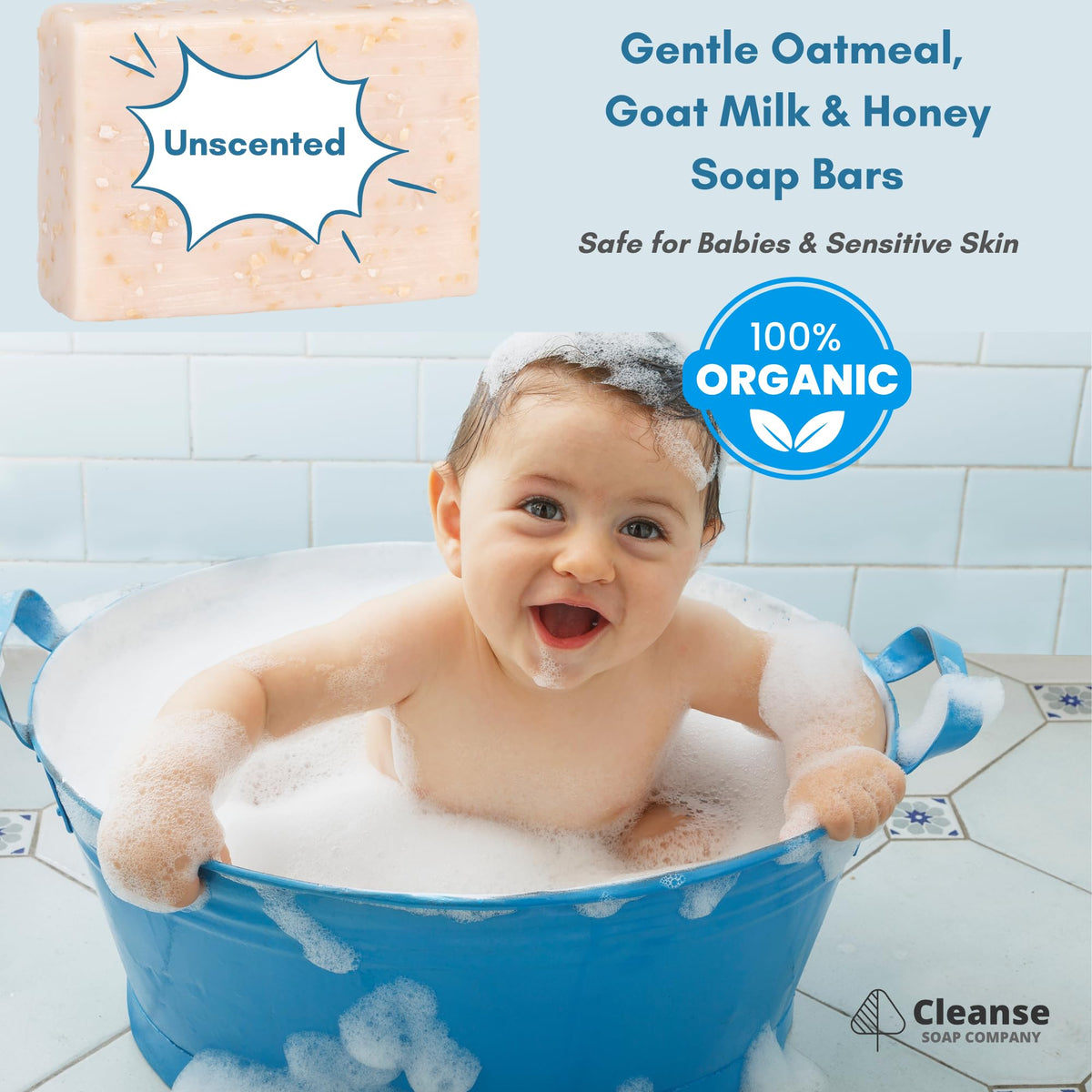 Cleanse Unscented Oatmeal Soap Bar suitable for sensitive skin care