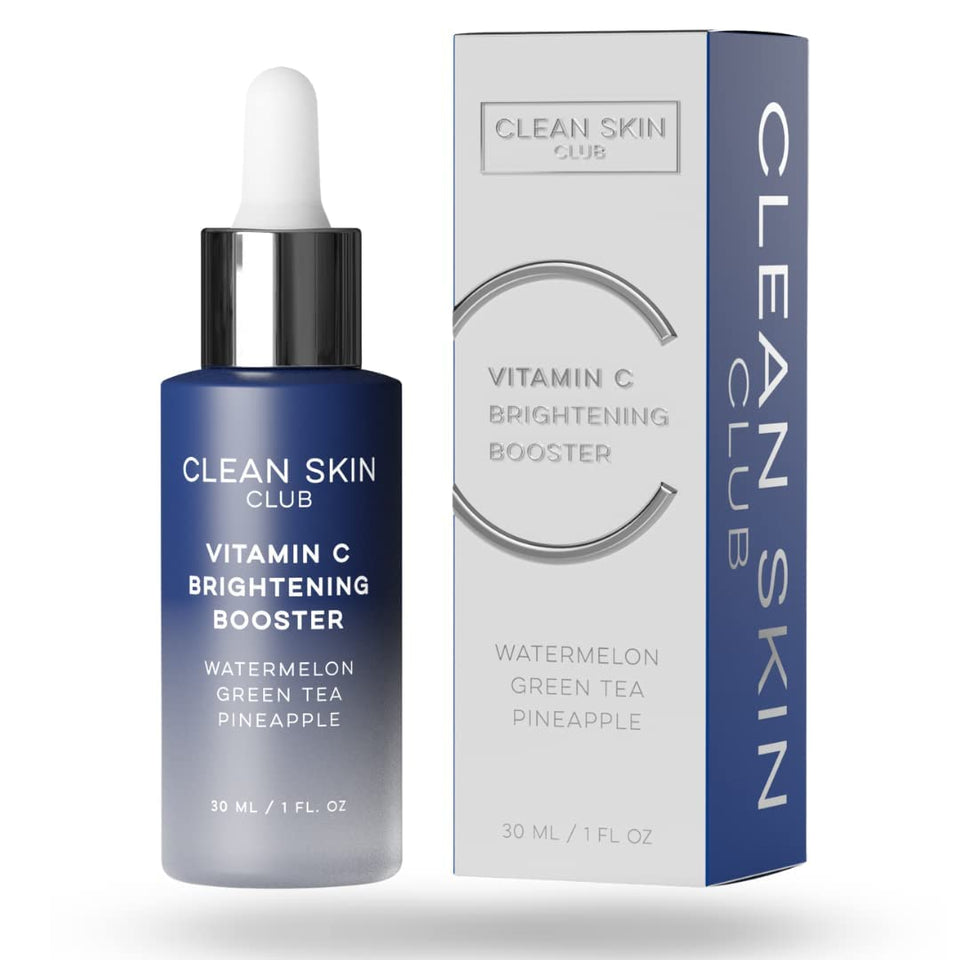 CLEAN SKIN CLUB Vitamin C Serum bottle pour highlights brightness and smooth skin.