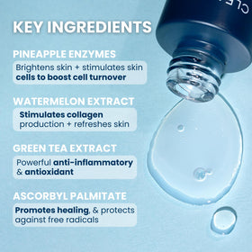 CLEAN SKIN CLUB serum drops on the hand demonstrate easy daily use.