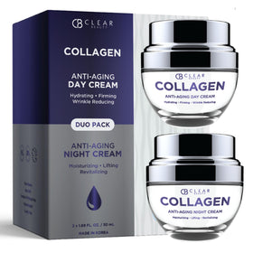 Clear Beauty Collagen Day & Night Moisturizer duo pack front view for daily hydration