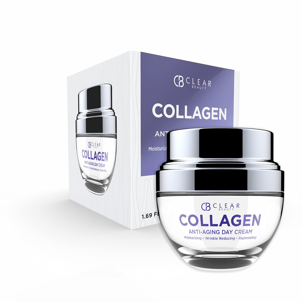 Clear Beauty Collagen moisturizer bottle for daily hydration and quick absorption.