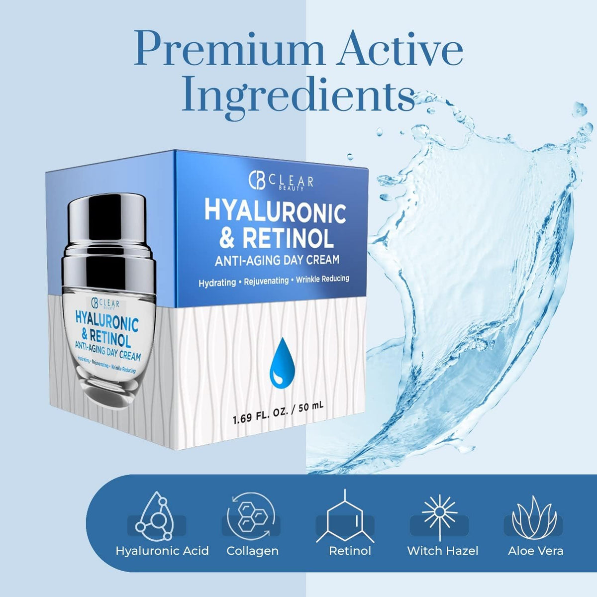 Clear Beauty cream texture swirl indicating lightweight hydration and easy spread
