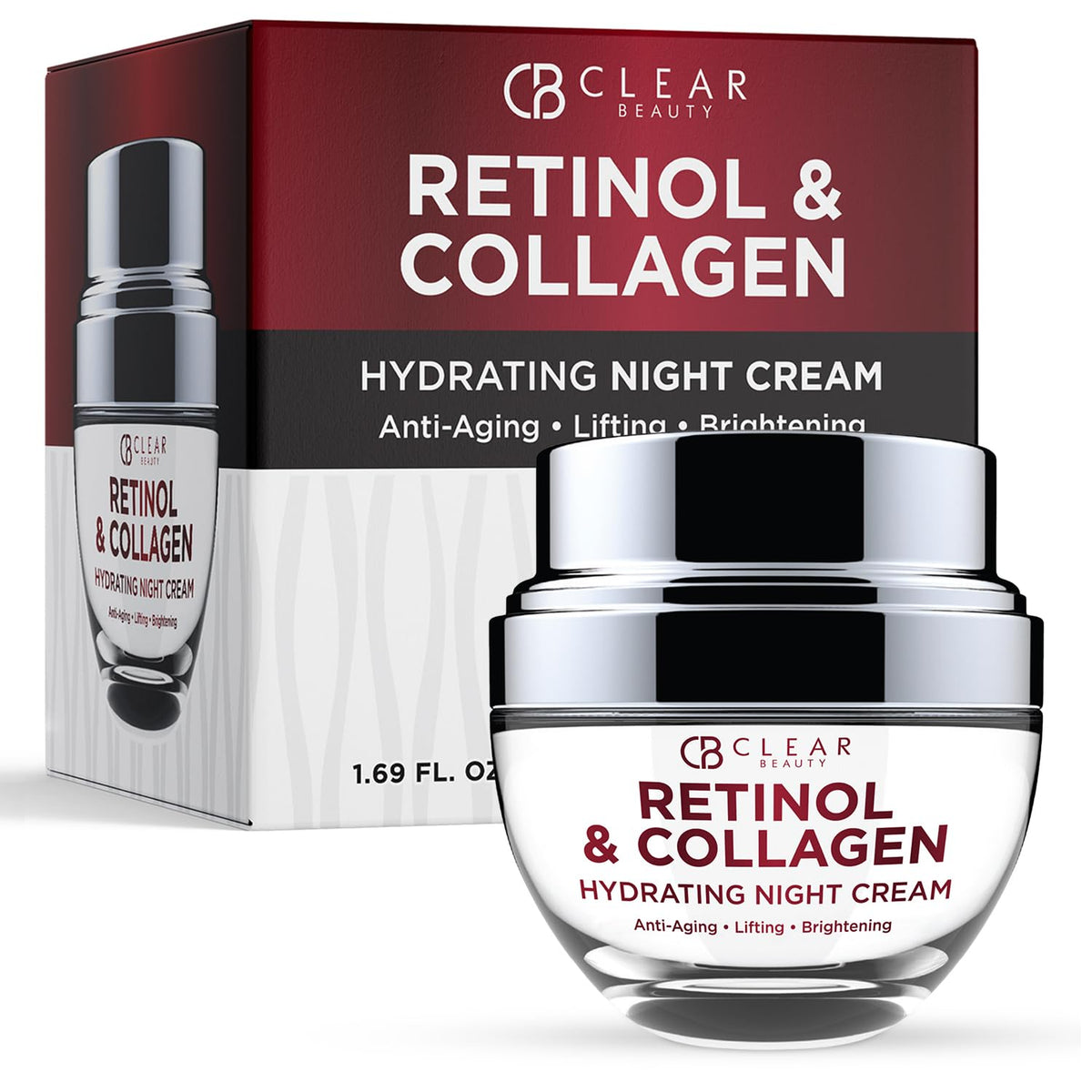 Clear Beauty Night Cream bottle with hydration for dry skin