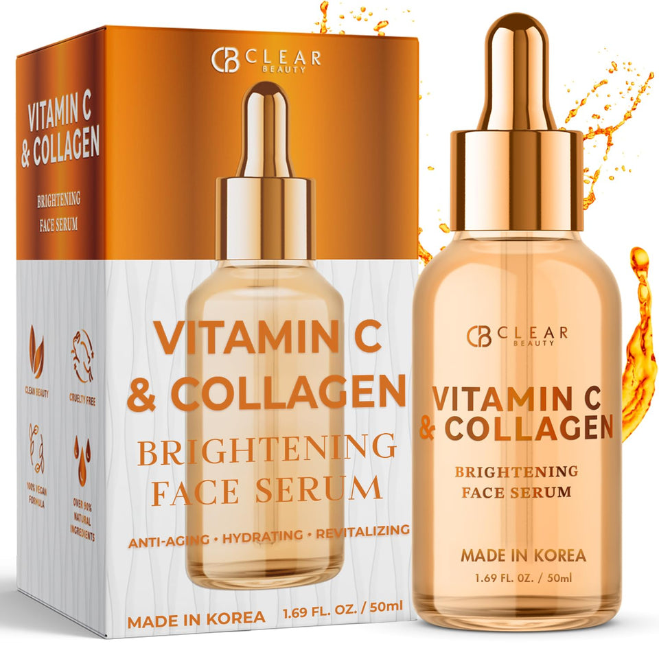 Clear Beauty Vitamin C Serum bottle shows antioxidant hydration for the face